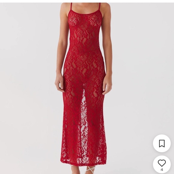 Peppermayo Dresses & Skirts - Red Lace Midi Dress